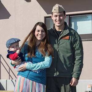 service member, wife, and baby